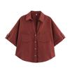 Nuevas Camisetas Casuales de Estilo Europeo y Americano para Mujer Verano 2025 con Mangas de Tres Cuartos, Camisas de Botones Sencillos Sueltas con Cuello