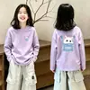 Camiseta de Algodão Puro com Manga Longa para Meninas 2026 Nova Coleção Primavera/Outono Top Estampado Fofo Infantil Camada Base Versátil para Meninas