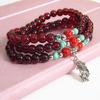 Pulsera joyería estilo coreano vidrio 6MM pulsera granate imitación pulsera tres anillos accesorios de ropa femenino procesamiento por lotes