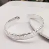 Nuevo Estilo Chino Baifuku Pulsera Abierta de Plata Diseño Retro Literario Moda Elegante Estilo Étnico Regalo para Madre