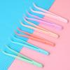 Pinzas de Color para Injerto de Pestañas Postizas Pinzas Clip DIY Acero Inoxidable Rosa Codo Paquete de Dos Pinzas