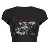 Camiseta retro Y2G americana de cuello redondo corto marrón, manga corta, estilo urbano europeo y americano para mujer, top ajustado con ombligo para chica sexy