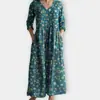2026 Nuevo Estilo Europeo y Americano de Comercio Exterior Transfronterizo Vestido Casual de Verano Holgado con Cuello en V y Mangas Largas Impreso en 3D para Mujer
