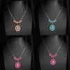 Nuevo Collar con Colgante Geométrico Simple de Moda Europea Americana Incrustado con Gemas de Colores Turquesa Estilo Largo Joyería Collar Estilo Flor para Mujer