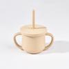 Taza de Aprendizaje de Silicona para Niños con Asa, Taza con Popote Desmontable, Antiahogo, Resistente a Altas Temperaturas, Taza de Agua para Exteriores para Niños