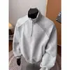 Sudadera casual de estilo americano con media cremallera y cuello alto para hombre, otoño, silueta holgada de alta resistencia, chaqueta deportiva juvenil