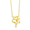 Mismo estilo que la tienda de oro, oro arena incrustado con diamantes, tres vidas, collar de nudo en forma de corazón, nuevo lujo ligero chino, cadena para la clavícula de circonita cúbica de trébol de tres hojas