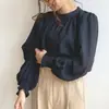 Blusa de Gasa Estilo Coreano 2026 Primavera Secado Rápido Resistente a las Arrugas Cuello Redondo Manga Abullonada para Exportación
