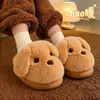 Pantuflas de algodón de invierno para niños y niñas, cálidas y afelpadas, con diseño de cachorro lindo, adecuadas para uso en casa, a juego padre-hijo, para niños de mediana edad, con talón cubierto