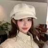Boina Maillard para Mujer 2025 Nueva Primavera y Otoño Estilo Británico Estilo Japonés Retro Pico de Pato Octagonal Gorra de Periodista Boina de Pintor