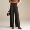 Calça Reta Simples e Estilosa de Nove Décimos para Mulheres Outono/Inverno 2026 Nova Calça Elegante de Cintura Alta que Cobre o Quadril Wide Leg para Trabalho e Uso Casual