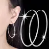 Pendientes de Aro Exagerados Estilo Europeo y Americano Sencillos Aros Lisos Brazaletes para Oreja Moda de Alta Gama Temperamento Círculo Pendientes de Estilo Minimalista para Mujer