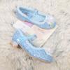 Zapatos de Algodón con Tacón Alto para Niñas 2025 Otoño e Invierno Nuevo Estilo Cálidos Forrados de Felpa Zapatos de Princesa Cristal Elsa con Diseño de Una Correa para Niños