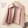 Abrigo de Lana Doble Faz para Mujer, Estilo Corto, Nuevo Diseño Otoño 2026, Solapa Grande, Abrigo de Lana con Cremallera Nicho