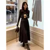 Conjunto coreano súper popular a juego, un conjunto completo que es genial, atrevido, tiene un aire de alta gama, se ve súper bien, único, hermoso, vestido de conjunto de punto