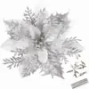 Decoração de Feriado 14cm Pó Dourado Flor de Natal Acessórios de Natal Atacado Guirlanda de Pó de Cebola Acessórios Decoração de Árvore de Natal