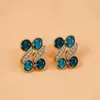 Pendientes Ovalados de Resina con Pedrería de Colores Transfronterizos Europeos y Americanos Pendientes Vintage Estilo Corte para Mujer