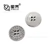 Botões Plásticos Galvanizados Estilo Chanel para Cardigãs no Atacado, Botões Redondos Texturizados para Casacos e Trench Coats, Botões com Cravação de Strass