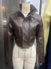 Bestseller de AliExpress al por mayor 2026 Nueva moda para mujer Chaqueta de cuero PU estilo espina de pescado ajustada europea y americana con cuello alto
