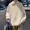 Suéter com zíper parcial masculino outono e inverno gola alta marca da moda camisa base estilo coreano peça íntima top suéter de malha estilo casual casal