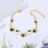 Presente de moda artística pulseira oval de amor zircônia diamante aço inoxidável banhado a ouro 18k pulseira de camada dupla que não desbota