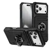 Adequado para Capa de Celular Apple 18Promax com Compartimento Secreto para Cartão, Modelo iPhone16 com Suporte de Anel Magnético para Carro