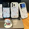 Funda de oso floral fresca adecuada para Apple 17 Pro Max, linda funda de teléfono color crema para 17/16, anti-caídas de dibujos animados para 15/14