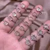Anel de semente de uva design de vida moderno requintado pequeno fresco joia de mão feminina turquesa redondo