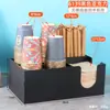 Soporte para Vasos Tienda de Té con Leche Café Suministros Comerciales para Bar Caja de Almacenamiento para Servilletas y Popotes Soporte Desechable para Vasos Dispensador de Vasos