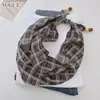 Bufanda de Gasa Estampada Suave Hecha a Mano con Perlas para Mujer, Delicado Pañuelo para Sesión de Fotos Estilo Bosque Pastoral, Bufanda Delgada Decorativa