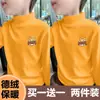 Y2112 # Camiseta de cuello alto medio para niño de terciopelo alemán para primavera y otoño 2025 Dibujos animados Nuevo Otoño e Invierno Tops para Niños Medianos y Grandes