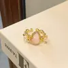 Novo Anel Aberto Estilo Chinês Exquisito Esmalte Gota de Óleo Cuia Vintage Luxo Leve Versátil Renda Doce