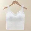 Camisola con Almohadilla Integrada en el Pecho, Top Tubo Hermoso de Encaje en la Espalda, Top Básico Pequeño de Tirantes Anchos para Chicas Atrevidas, para Usar por Dentro o por Fuera