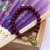 Pulseira Pingente Imitação de Cinábrio, Joia com Fecho de Segurança Pixiu de Círculo Único ou Duplo, Presente de Pulseira, Presente para o Festival Qixi