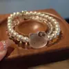 Pulsera de Lujo Ligero Estilo Francés con Perlas y Pedrería para Mujer, Moderna y Sofisticada, Exquisita Pulsera con un Temperamento Único, Elegante y Sencillo