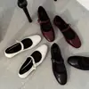 Zapatos Mary Jane de Piel de Oveja con un Botón para Mujer, Planos de Tacón Bajo, Nuevos de Otoño Zapatos de Tacón Retro de Piel Genuina Redondos para Mujer 40