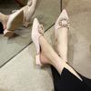 Pantuflas Baotou con Pedrería para Mujer para Exterior Moda Primavera/Verano 2025 Zapatos Mules de Punta Talla Grande Sandalias de Comercio Exterior