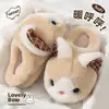 Pantufas de Algodão de Coelho Fofo Femininas de Inverno para Casa Menina Sola Macia Pelúcia Quente Antiderrapante Meio Coberto