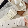 Meias de Bolinhas Estilo Japonês para Mulheres, Meias Finas de Malha Absorventes de Suor para Primavera e Verão, Meias Arrastão com Borda de Bolhas Sem Costura, Meias de Renda
