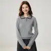 Suéter de Cachemir con Bloques de Color y Encaje, Estilo Suave y Sencillo para Mujer, Cuello Polo, Volante, Tejido Suave y Agradable para la Piel, Cómodo