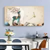 Colgante de pared para influencers decoración horizontal de lujo ligero pintura de porcelana de cristal reloj sala de estar reloj moderno reloj de pared para el hogar pintura decorativa hogar