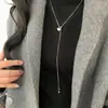 Moderna y Sencilla Versátil Colgante de Corazón Plateado Cadena para Suéter Otoño e Invierno Collar Largo Lujo Ligero Gama Alta Estilo Coreano Accesorio