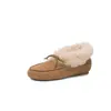 Zapatos Peludos Cálidos Retro con Lazo Suave 2025 Invierno Tacón Bajo Punta Redonda Gamuza de Vaca Forrados de Felpa Zapatos de Algodón para Nieve para Mujer