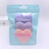 Suministro Directo de Fábrica de Borlas de Polvo de Terciopelo de Cristal Ultra Suave Personalizadas para Fijar Maquillaje, Juego de 3 Borlas de Algodón con Forma de Corazón