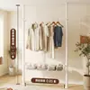 Suporte de cabideiro de chão haste de suporte chão quarto aberto simples closet prateleira de armazenamento montagem cabideiro para pendurar roupas