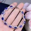 Venta al por mayor de fábrica Popular Pulsera de Zafiro Natural Plata S925 Incrustada Piedra Principal 5X7Mm Venta Caliente Europea y Americana Una Pieza