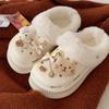 Zapatos de Algodón con Lazo de Gatito Estilo Invierno para Mujer Forrados de Felpa Cálidos Suela Gruesa para Exterior Desgaste Exterior Felpa Trbottomy Zapatos de Algodón