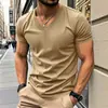 Amazon Transfronterizo Verano Americano Nuevo Tendencia Masculina Cuello en V Secado Rápido Transpirable Casual Deportivo Personalizado Camiseta de Manga Corta