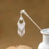 Grampo de Cabelo Estilo Étnico com Franjas Geométricas Vazadas, Grampo de Cabelo Moderno com Gotejamento de Óleo em Formato de Gota d'Água, Acessório de Cabelo Hanfu para Mulheres