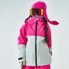 Traje de Esquí de Invierno para Niños, Grueso, Cálido, Color Rojo Rosa con Empalmes, Resistente al Frío, Estilo Familiar, Ropa Familiar, Exterior Familiar